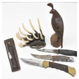 Ironwood Quail, Metal Coat Rack, (3) Knives incl.
