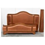 Leather Upholstery & Wood King Bed Frame