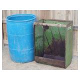 Hay Feeder & Plastic Barrel