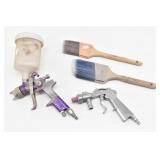 (2) Paint Spray Guns + (2) Purdy Paint Brushes