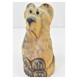 Hand Carved Wood Bear Sculpture 15" T