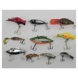 (10) Fishing Lures: Hot Shot, Red Zone, Heddon...