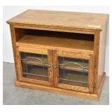 Oak Media Console w/ Brass Hardware