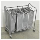 Rolling 4 Bin Laundry Sorting Cart