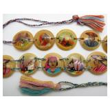 Two Ecuadorian Hand Painted Tagua Nut Bead Belts