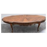 Vintage Oval Carved Marquetry Coffee Table