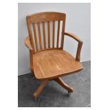 Wooden Swivel Armed Office Chair