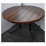 Round Wood Top Table w/Curled Metal Legs & Leaf