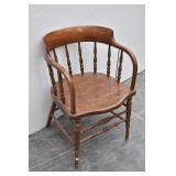 Vintage Wood Barrel Back Captains Chair