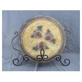 Decorative Grape Design Tray W/ Stand