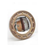 Round Convex Bubble Mirror w/ Bronze Finish