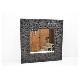 Square Black Carved Frame Mirror