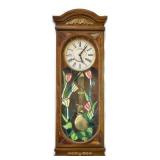 Tulips Leaded Glass 31 Day Pendulum Wall Clock