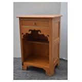 Carved Pine Open Shelf Nightstand