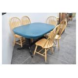 Painted Farmhouse Dining Table W/ 5 Wood Chairs