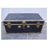 Wood Lined Black Flat Top Steamer Trunk
