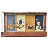 Country Hand Painted 4-Panel Window Box Shelf Unit