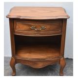 Oak Curved Front Open Shelf Side End Table