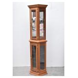 Tall Curio Cabinet Mirror Back Glass Doors &