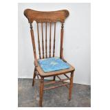 Pressed Back Spindle Chair w/Upholstered Seat