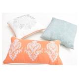 (3) Decor Throw Pillows w/ Embroidered Designs