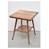 Antique Oak 2-Tier Square Parlor Table