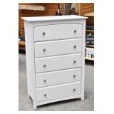 White 5 Drawer  Highboy  Dresser