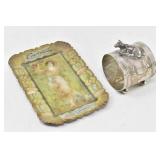 Antique Eversweet Tip Tray & Cow Napkin Ring