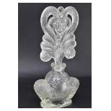 Large Clear Pressed Glass Fancy Perfume Bottle