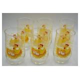 (6) Vintage Hen Chicken w/Eggs Tumblers/Glasses