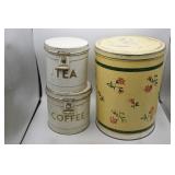 Vintage Metal Painted Flour Tin & Coffee/Tea