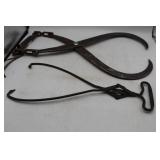 (2) Antique Iron Ice/Hay Tongs Gifford Wood Co. &