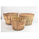 3 Vintage Natural Bushel Baskets