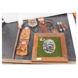 Knives, Sheaths, Leather Pouch, Necklace & More