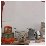 Tin & Twine Flower Pots, Rooster Wire Basket &