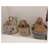(4) Metal Country Decor Baskets, Wood Milk Jug