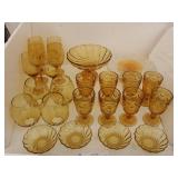 (24) Pieces Light Gold /Gold Glass Dishes:
