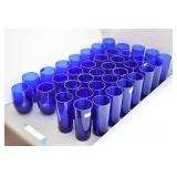 (38) Cristar Stemless Glasses Cobalt Blue