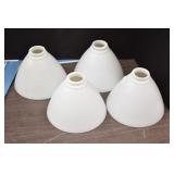 (4) Milk Glass Cone Ribbed Globes/Shades
