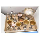 (5) Silver Plate Goblets, 3- Mini Candelabras Plus