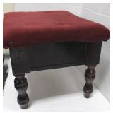 Upholstered Wood Footstool W/ Storage