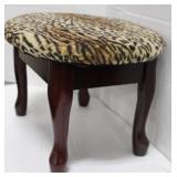 Upholstered Wood Footstool W/ Storage