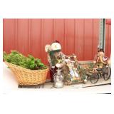 Cute Country Snowman Decor & Wicker Sleigh