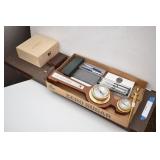 Taylor Vtg. Banjo Barometer, Pocket Pens, Brass