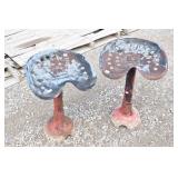 (2) Hand Crafted Tractor Seat Stools