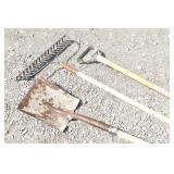 Yard Hand Tools: Garden Rake, Square Point Shovel