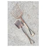 Large Pitch Fork & Small Scoop Shovel
