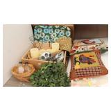 Country Hens Throw Pillows, Battery Candle Set..