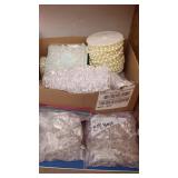 Plastic Prisms & Box of String Beads