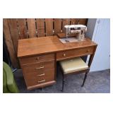 3-Drawer Sewing Table w/ SINGER Machine & Bench